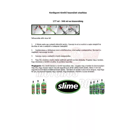 Defektjavító SLIME 237ml tömlő nélküli kerékhez