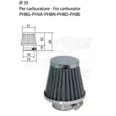 Levegőszűrő-TUNING 35mm H62mm RACING RMS