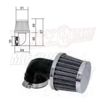 Levegőszűrő-TUNING 35mm RACING 90fok RMS
