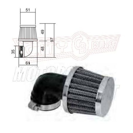 Levegőszűrő-TUNING 35mm RACING 90fok RMS