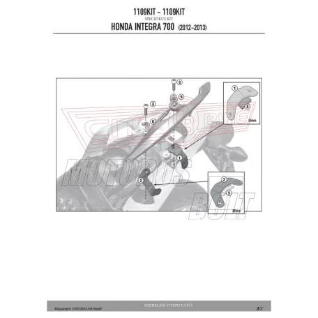 Kiegészítő szett oldaldoboz tartóhoz Honda Integra 700 (12-13) GIVI