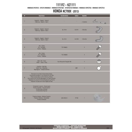 Csomagtartó alap Honda NC 700 S (12-13) / Honda NC 750 S (14-15) / Honda NC 700 X (12-13) / Honda NC 750 X (14-15) GIVI