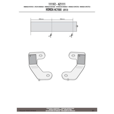 Csomagtartó alap Honda NC 700 S (12-13) / Honda NC 750 S (14-15) / Honda NC 700 X (12-13) / Honda NC 750 X (14-15) GIVI