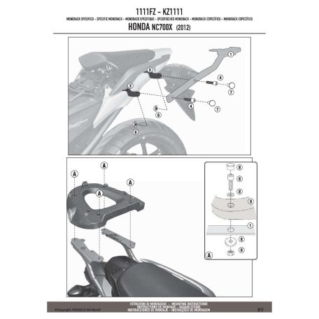 Csomagtartó alap Honda NC 700 S (12-13) / Honda NC 750 S (14-15) / Honda NC 700 X (12-13) / Honda NC 750 X (14-15) GIVI