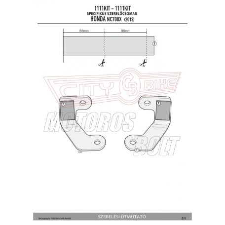 Kiegészítő szett oldaldoboz tartóhoz Honda NC 700 S (12-13) / Honda NC 750 S (14-15) / Honda NC 700 X (12-13) / Honda NC 750 X (14-15) GIVI