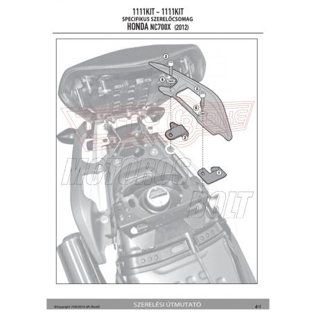 Kiegészítő szett oldaldoboz tartóhoz Honda NC 700 S (12-13) / Honda NC 750 S (14-15) / Honda NC 700 X (12-13) / Honda NC 750 X (14-15) GIVI