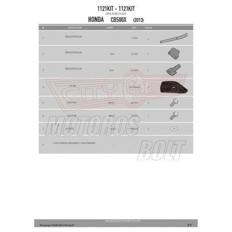 Oldaldoboztartóhoz kiegészítő szett HONDA CB 500 X (13-23)/ NX 500 (2024) GIVI