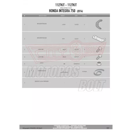 Kiegészítő szett oldaldoboz tartóhoz HONDA INTEGRA 750 (14-15) GIVI