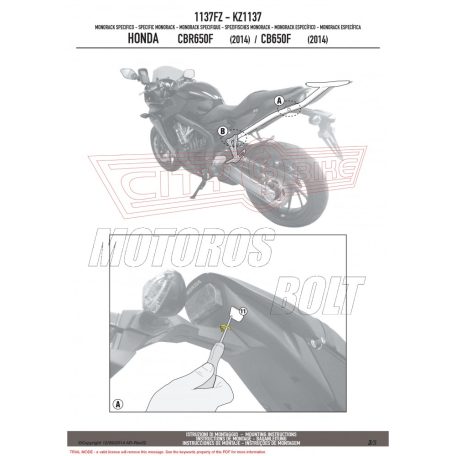 Csomagtartó alap HONDA CB 650 F / HONDA CBR 650 F (2014-2016) / HONDA CB 650 F (2017-2018) GIVI