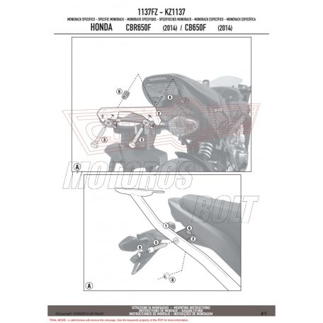 Csomagtartó alap HONDA CB 650 F / HONDA CBR 650 F (2014-2016) / HONDA CB 650 F (2017-2018) GIVI