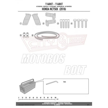 Kiegészítő szett oldaldoboz tartóhoz Honda NC 750 S (2016-2018) / Honda NC 750 X (2016-2018) GIVI