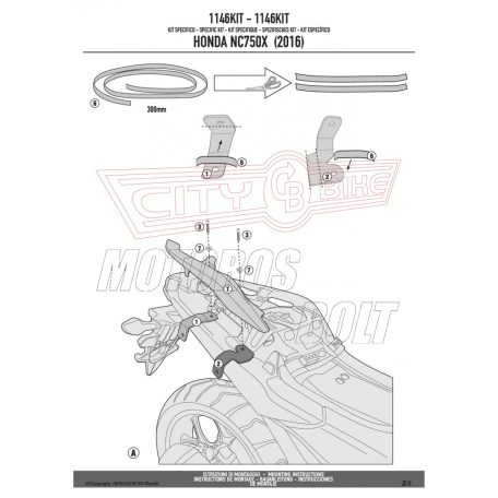 Kiegészítő szett oldaldoboz tartóhoz Honda NC 750 S (2016-2018) / Honda NC 750 X (2016-2018) GIVI