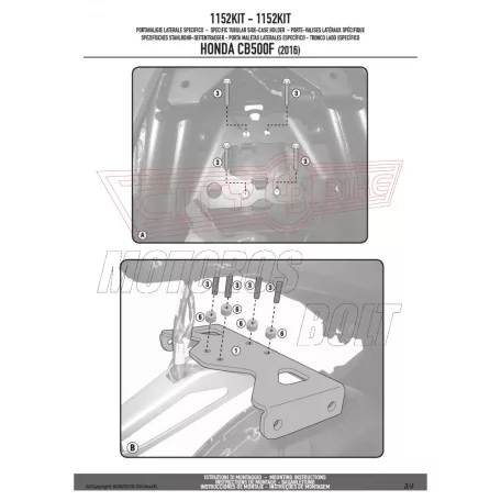 Kiegészítő szett oldaldoboz tartóhoz Honda CB 500 F (2016-2018) GIVI