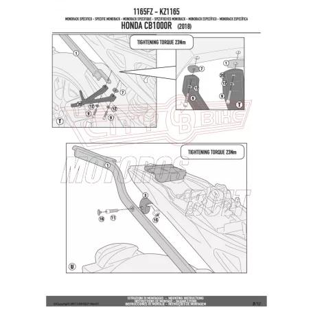 Csomagtartó alap Honda CB 1000 R (2018-2020) / Honda CB 1000 R (2021-2024) GIVI