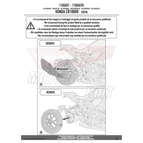 Kiegészítő szett csomagtartó alaphoz Honda CB 1000 R (2018-2019) GIVI