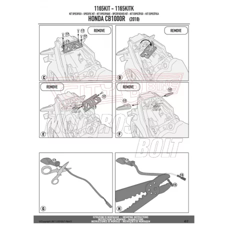 Kiegészítő szett csomagtartó alaphoz Honda CB 1000 R (2018-2019) GIVI