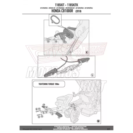 Kiegészítő szett csomagtartó alaphoz Honda CB 1000 R (2018-2019) GIVI