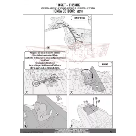 Kiegészítő szett csomagtartó alaphoz Honda CB 1000 R (2018-2019) GIVI