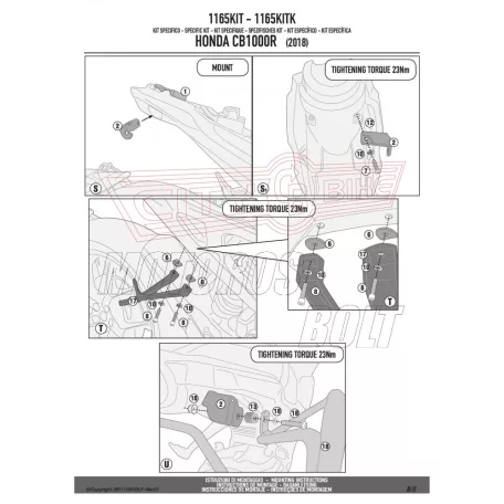 Kiegészítő szett csomagtartó alaphoz Honda CB 1000 R (2018-2019) GIVI