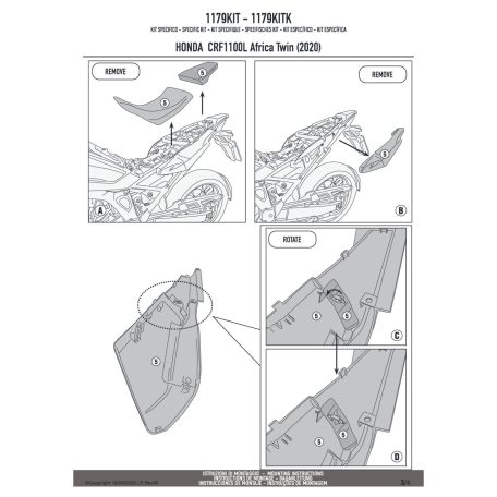 Kiegészítő szett oldaltartóhoz Honda CRF 1100 L Africa Twin (2020-2023) GIVI