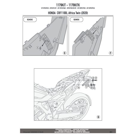 Kiegészítő szett oldaltartóhoz Honda CRF 1100 L Africa Twin (2020-2023) GIVI