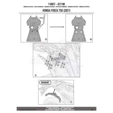 Csomagtartó alap HONDA FORZA 750 (21-25) GIVI