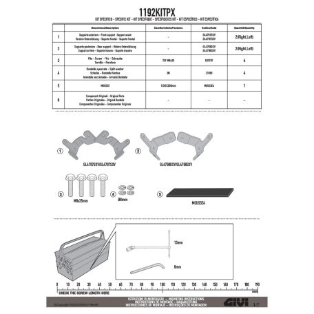 Kiegészítő szett PX1192 oldaldoboz tartóhoz HONDA NC 750 X (21-25) - GIVI 1192KITPX
