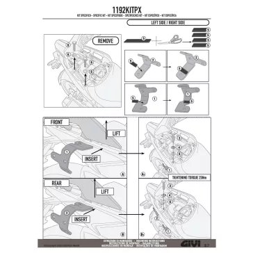   Kiegészítő szett PX1192 oldaldoboz tartóhoz HONDA NC 750 X (2021-2026) - GIVI 1192KITPX