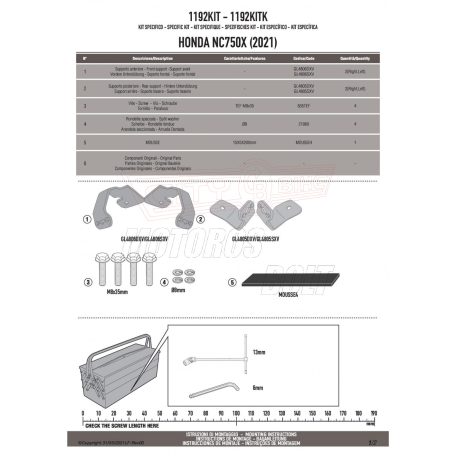 Kiegészítő szett oldaldoboz tartóhoz HONDA NC 750 X (21-24) GIVI