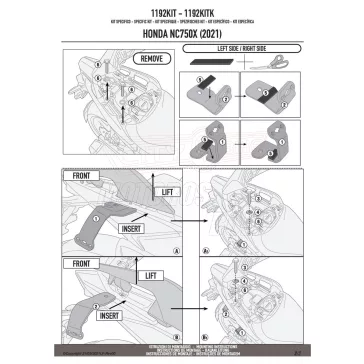   Kiegészítő szett oldaldoboz tartóhoz HONDA NC 750 X (21-24) GIVI