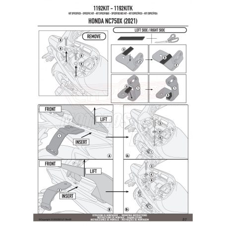 Kiegészítő szett oldaldoboz tartóhoz HONDA NC 750 X (21-24) GIVI