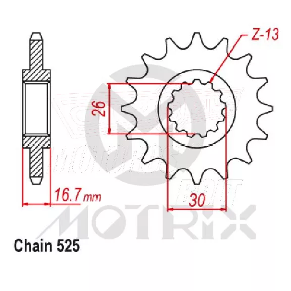 Lánckerék első 1370-15 MOTRIX Lánckerék első 1370-15 MOTRIX