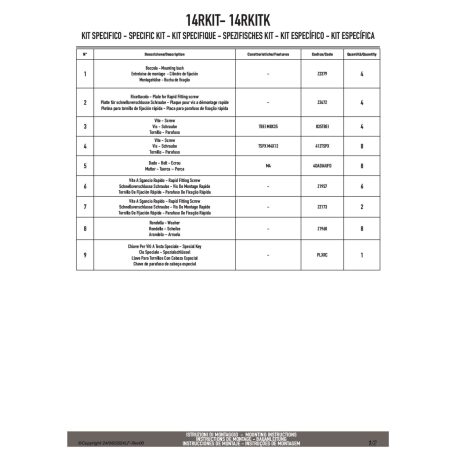 Gyorskioldó rögzítő készlet oldaldoboz tartókhoz 14RKIT