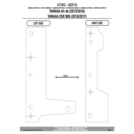 Csomagtartó alap YAMAHA MT-09 (13-16) / Yamaha XSR 900 (2016-2018) GIVI