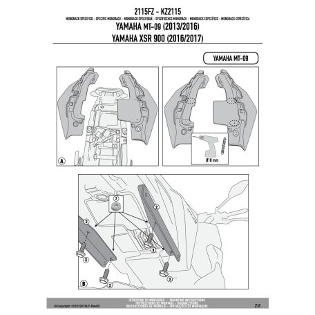 Csomagtartó alap YAMAHA MT-09 (13-16) / Yamaha XSR 900 (2016-2018) GIVI