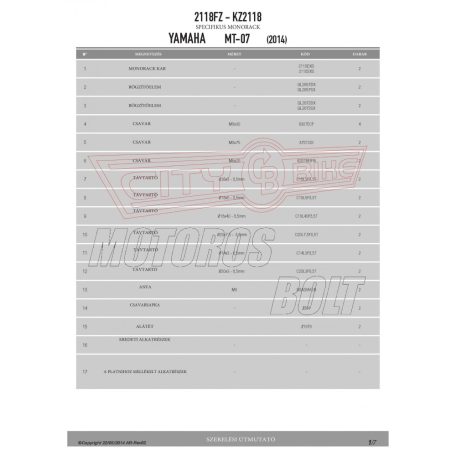 Csomagtartó alap YAMAHA MT-07 (14-17) GIVI