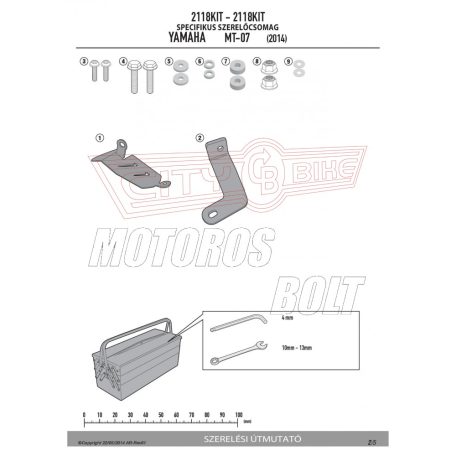 Kiegészítő szett oldaldoboz tartóhoz YAMAHA MT-07 (14-17) GIVI