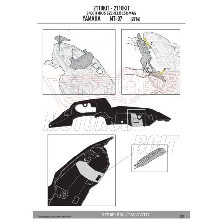 Kiegészítő szett oldaldoboz tartóhoz YAMAHA MT-07 (14-17) GIVI