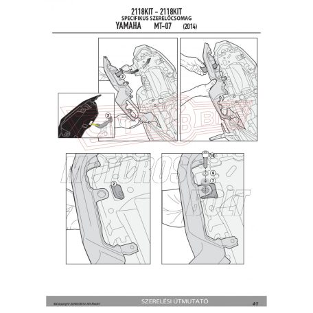 Kiegészítő szett oldaldoboz tartóhoz YAMAHA MT-07 (14-17) GIVI