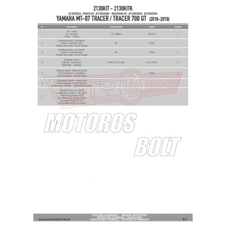 Kiegészítő szett oldaltartóhoz YAMAHA MT-07 Tracer (2016-2019), YAMAHA Tracer 700 (2020-2024) GIVI