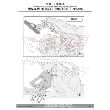   Kiegészítő szett oldaltartóhoz YAMAHA MT-07 Tracer (2016-2019), YAMAHA Tracer 700 (2020-2024) GIVI