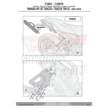 Kiegészítő szett oldaltartóhoz YAMAHA MT-07 Tracer (2016-2019), YAMAHA Tracer 700 (2020-2024) GIVI