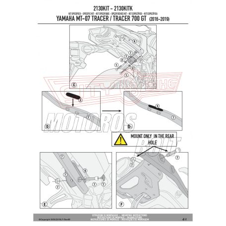 Kiegészítő szett oldaltartóhoz YAMAHA MT-07 Tracer (2016-2019), YAMAHA Tracer 700 (2020-2024) GIVI