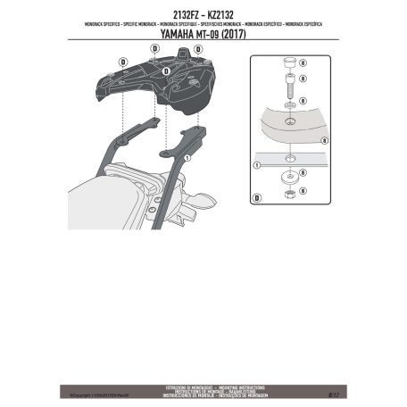Csomagtartó alap Yamaha XSR 700 (2016-2018) GIVI