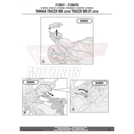 Kiegészítő szett oldaldoboz tartóhoz Yamaha Tracer 900 / Tracer 900 GT (2018-2019) GIVI