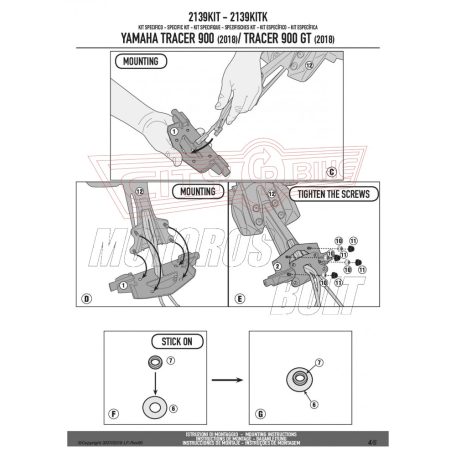 Kiegészítő szett oldaldoboz tartóhoz Yamaha Tracer 900 / Tracer 900 GT (2018-2019) GIVI