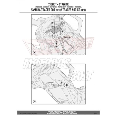 Kiegészítő szett oldaldoboz tartóhoz Yamaha Tracer 900 / Tracer 900 GT (2018-2019) GIVI
