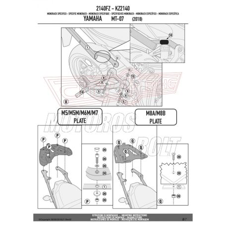Csomagtartó alap YAMAHA MT-07 (2018-2023)(21-24) GIVI