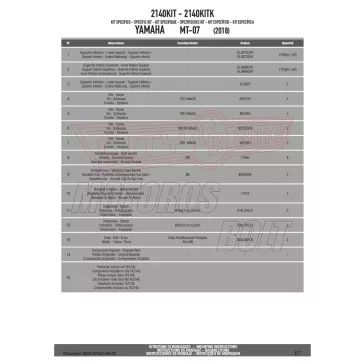   Kiegészítő szett oldaldoboz tartóhoz YAMAHA MT-07 (2018-2020) / YAMAHA MT-07 (2021-2024) GIVI