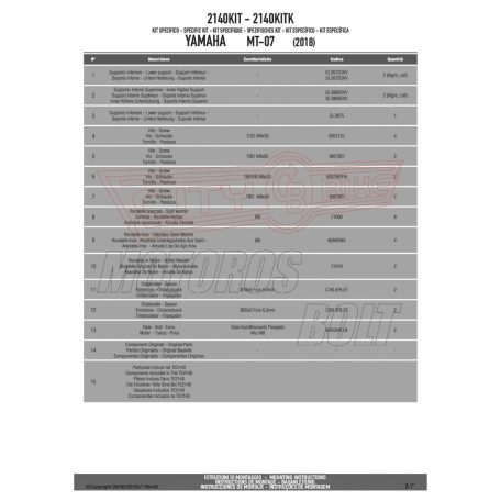 Kiegészítő szett oldaldoboz tartóhoz YAMAHA MT-07 (2018-2020) / YAMAHA MT-07 (2021-2024) GIVI